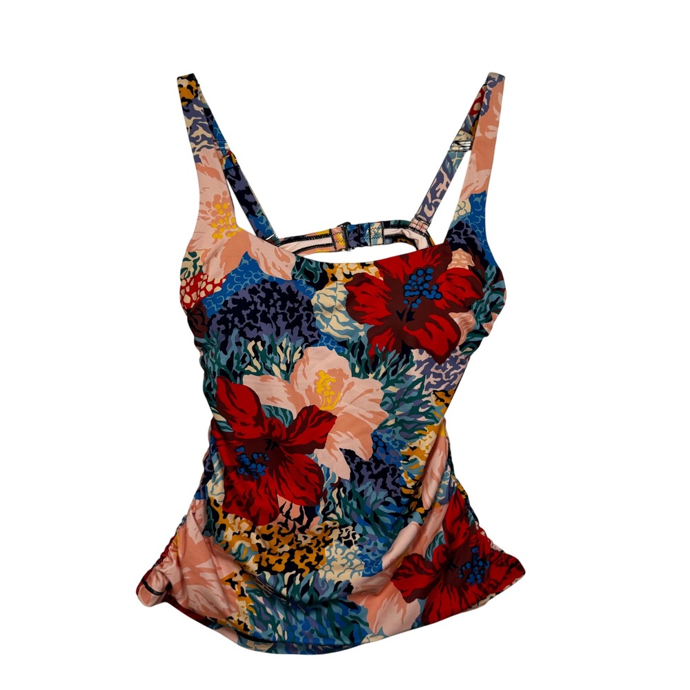 Athleta Square Neck Tankini Women 36B/C Multi Floral NWT Tropical Swim Top